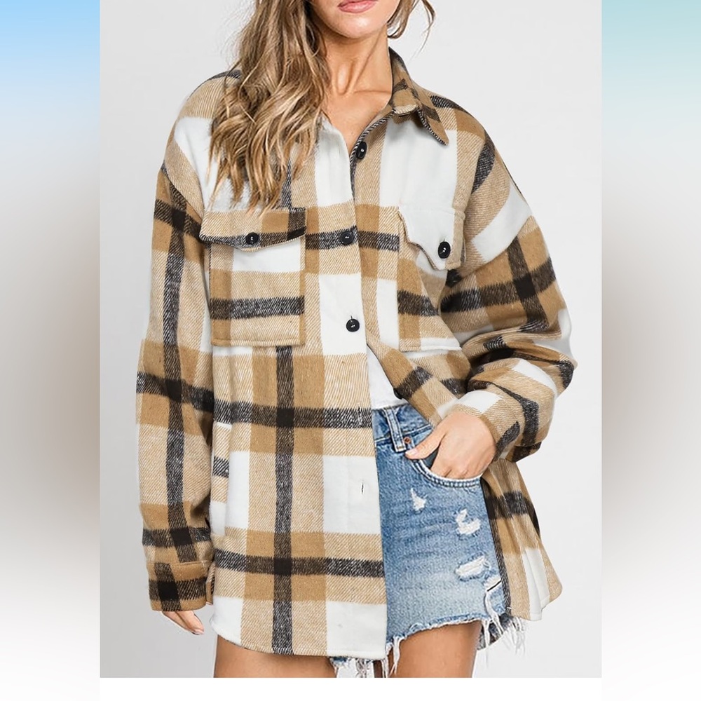 Price ⬇️ Plaid Button-Up Jacket, soft and comfy as a layer or jacket! - Picture 2 of 7